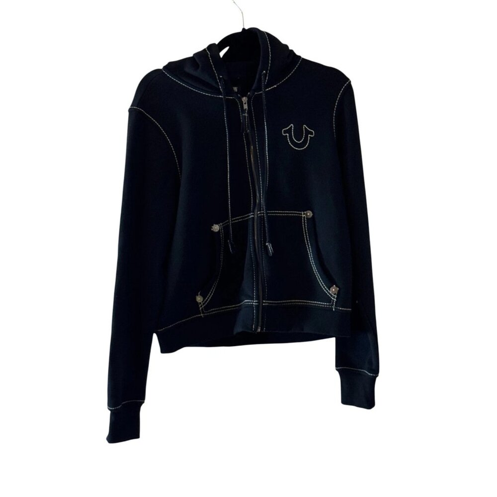 True Religion Women’s Zip Hoodie World Tour Black XL NWT
